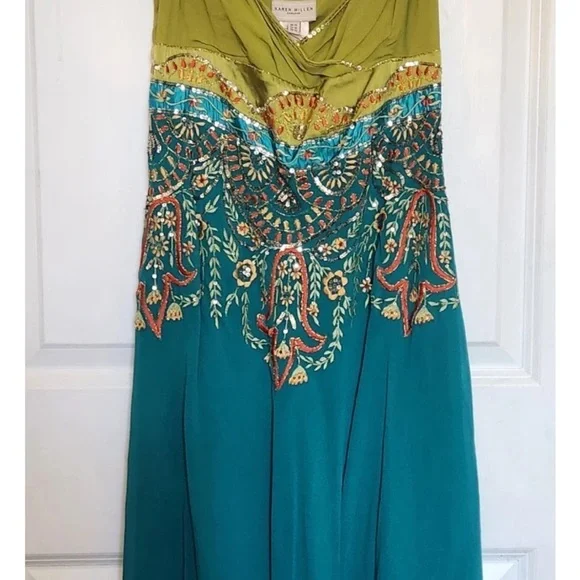 Karen Millen 100% silk Coachella Embroidered Handkerchief Dress Coachella fairy - Picture 15 of 15